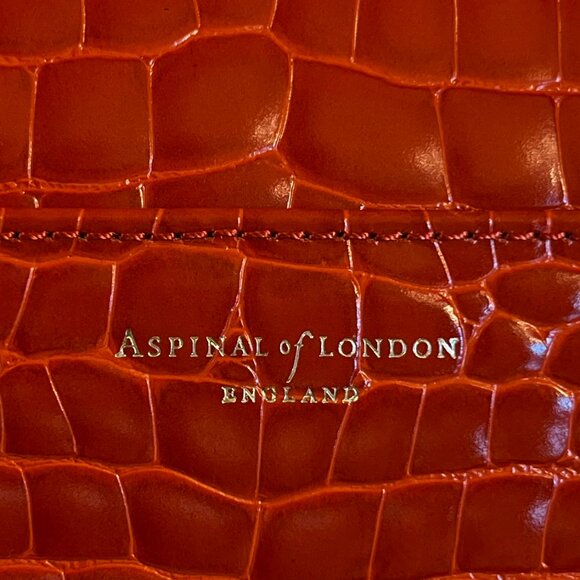 Aspinal of London Mayfair Bag Deep Shine Marmalade Ombre Croc - Picture 4 of 14